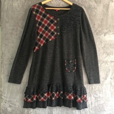 JOE BROWNS  Jumper Dress  UK 1 4 Grey Red Tartan Pocket Long Sleeves