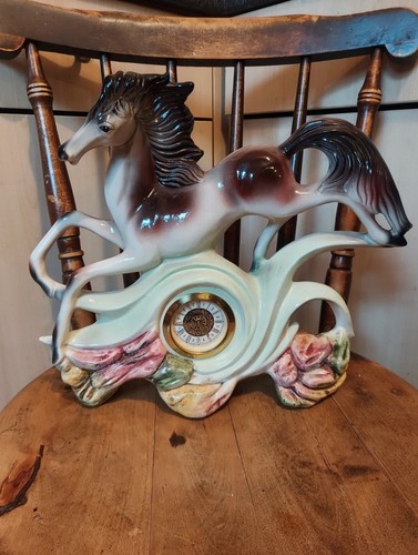 Vintage ceramic horse mantel - vintage,
