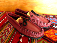Vintage Red Leather Moccasins Size 7