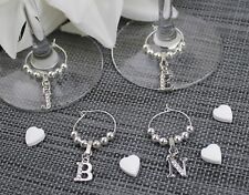 Personalised Silver Plated Letter Wine Glass Charm Birthday, Hen Party, Wedding