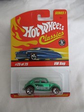 Hot Wheels 2004 Classics Series 1, VW Bug Green Chrome Sealed n Card
