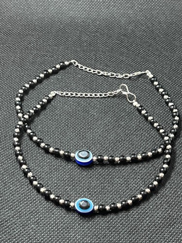 Anklet pair black bead stone - bead,