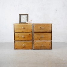 Pair Antique Pine Scratch Built Table Top Apothecary 6 Drawers Rustic #102911