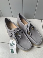NEW LADIES CLARKS ORIGINALS  GREY NUBUCK LEATHER WALLABEE SHOES UK SIZE 5/38