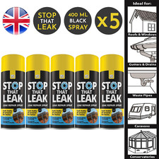 5x 151 Stop That Leak Repair Spray Piping Guttering Roof Sealer Black 400ml