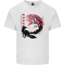 Fox And Sakura Japanese Cherry Blossom Moon Mens Light Cotton T-Shirt