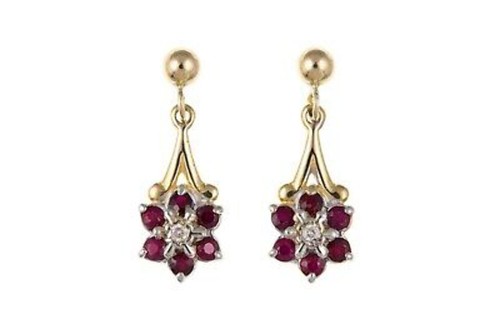 Ruby and diamond - ruby, earrings