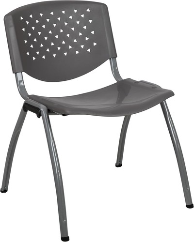 Gray plastic stack chair with - plastic,