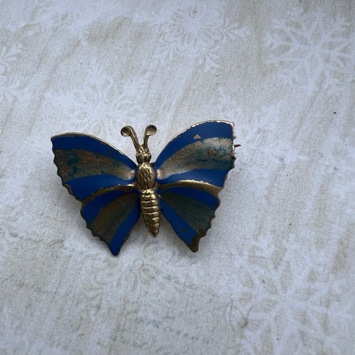 Blue butterfly vintage - vintage, brooch