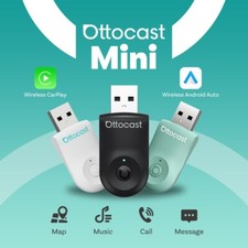 Ottocast Mini Wireless CarPlay+Android Auto Adapter 5G USB w/One-Click Button UK