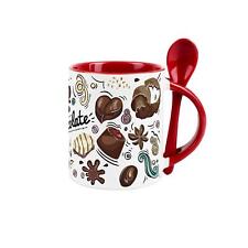 Novelty Hot Chocolate Mug and Spoon Set - Sweet Treat Gifts for Chocolate Lovers