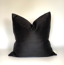 black faux silk scatter cushion cover 16"x16"
