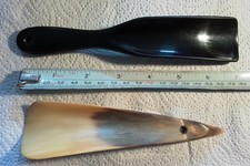 2 Vintage Dasco Shoe Horns. Cow Horn. Black Plastic. 7 Inch.