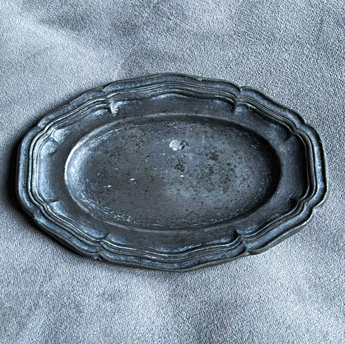 Oval pewter tray - oval, tray/plate