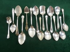 a nice set of 15 Vintage mixed Preserve Sugar spoons silver plated #5