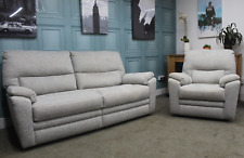 PARKER KNOLL HAMPTON STATIC L2 SEATER SOFA & CHAIR IN WILLOW PEBBLE FABRIC
