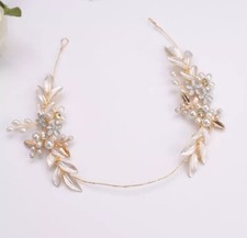 Bride Bridal Bridesmaid Gold Tiara Hair Accessory Headband Headdress
