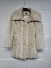 Rocha John Rocha Cream Mid Length Button Up Teddy Coat Petite Size 8. PW