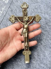 Antique German Catholic Crucifix, Rare Large Cross, Wood, 1900s