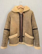 Vtg 60s 70s British Genuine Leather Sheepskin Flight Bomber Aviator B-3 Coat 40