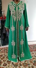 Moroccan Takchita Kaftan Long Maxi Dress Wedding Embellished Green £170 12 14 16