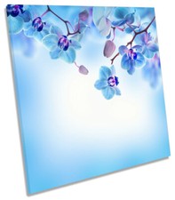 Blue Floral Flowers CANVAS WALL ART SQUARE Picture Print