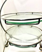 Chrome Art Deco Glass Cake Stand