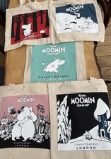 Set Of 5 Five Tote Bags Moomin Shop Covent Garden Snow Flowers Trees Christmas