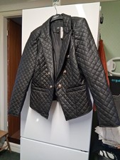 Ladies Quilted Biker Jacket By River Island Size 16 New With Tags