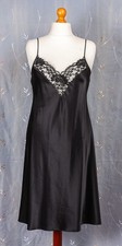 Vintage St Michael Marks & Spencer , Black  silky Satin Lace Full Slip - UK 16