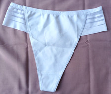 Playtex Lingerie Beautiful Wide Mesh Waist Band White Satin Cotton Thong Size S