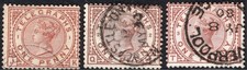 GB: 1876-1881 1d Telegraph Plates 1, 2, 3 Sg T2 Very Fine Used Examples Cat £84
