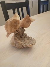Lovely Wood Carving Of Two Owls