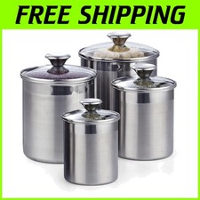 Durable Stainless Steel Canisters with Glass Lids