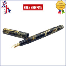 VINTAGE CONWAY STEWART NO 240 FOUNTAIN PEN GRAY AND BLACK 14K OBLIQUE BROAD NIB