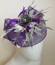 purple and grey wedding fascinator,mother Of Bride,silver,most colours made 