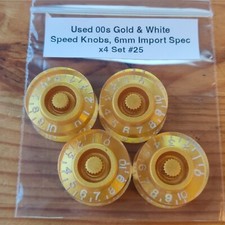 Used 00s Gold & White LP SG Style Guitar Speed Knobs Volume Tone Set Of 4 #25