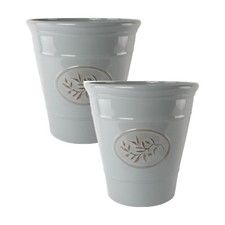 2Pc Olive Grey Plastic Plant
