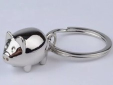 Solid Metal Silver Chrome Pig