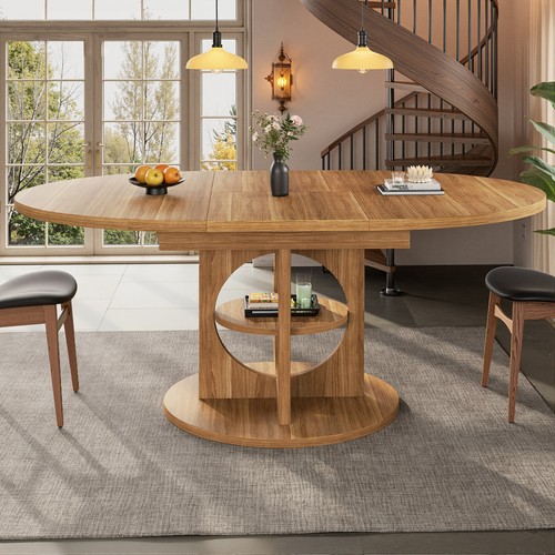 Round extendable dining table - dining,