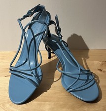 NEXT FOREVER COMFORT WIDE FIT Baby Blue 6W /39W Kitten Heel Sandals. Shoes BNWT 