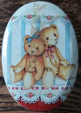 Vintage oval teddy - teddy, tin