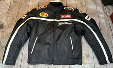 Hunter Class Mens Motorcycle Jacket Large Black Patch Logos Textile Protection