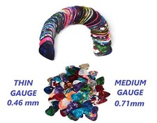 Quality Celluloid Guitar Picks Mixed Colours - Thin 0.46mm or Medium 0.71mm