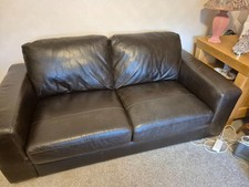 Next brown leather - brown, sofa.