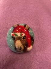 Handmade needle felted 'The Christmas Donkey' Brooch