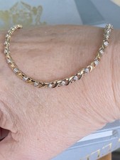Ladies 9ct Gold & Diamond Tennis Bracelet, 4g, 7.5” Stamped DIA & Box