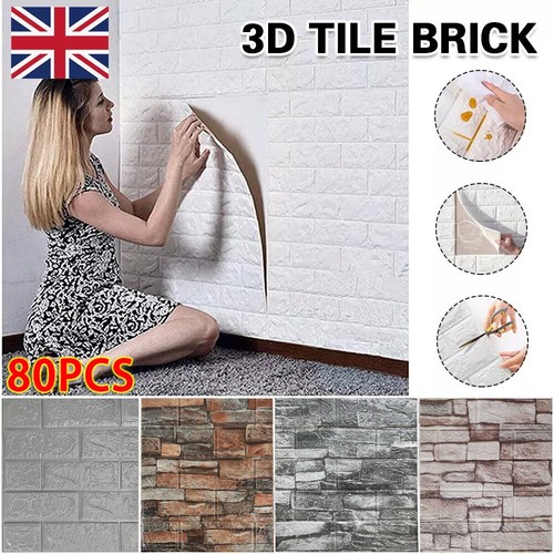80pcs tile brick wall - 3d,