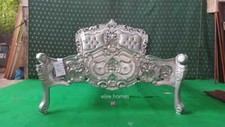 UK STOCK 5' King size Extra High Legs SILVER mahogany wood French Rococo Bed 