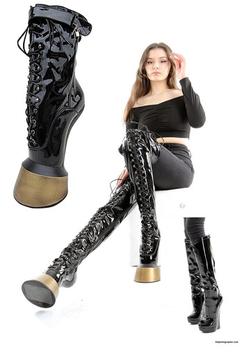 Pony high heels ankle boots